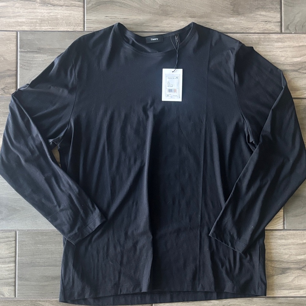 NWT! Theory Men's Jet Black Long Sleeve Tee, size XXL. Brand new!